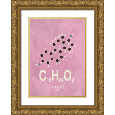 Molecule Estrogene Gold Ornate Wood Framed Art Print with Double Matting by TypeLike