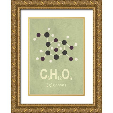Molecule Glucose Gold Ornate Wood Framed Art Print with Double Matting by TypeLike