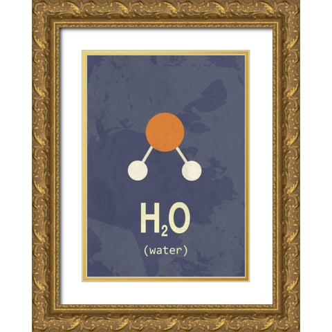 Molecule Water Gold Ornate Wood Framed Art Print with Double Matting by TypeLike