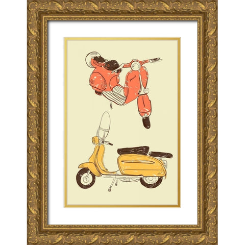 Scooter IV Gold Ornate Wood Framed Art Print with Double Matting by GraphINC
