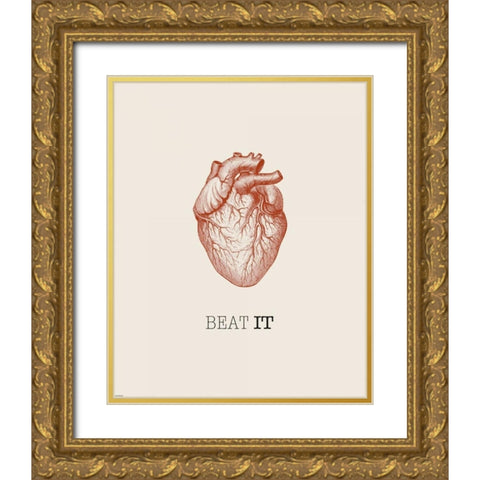 Beat It Gold Ornate Wood Framed Art Print with Double Matting by GraphINC