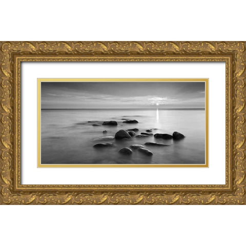 Rocks in mist Gold Ornate Wood Framed Art Print with Double Matting by PhotoINC Studio
