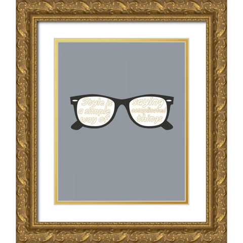 Glasses Gold Ornate Wood Framed Art Print with Double Matting by GraphINC