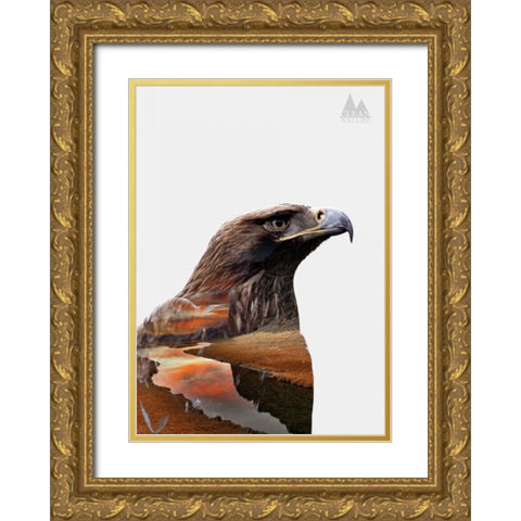 Eagle Gold Ornate Wood Framed Art Print with Double Matting by Clean Nature