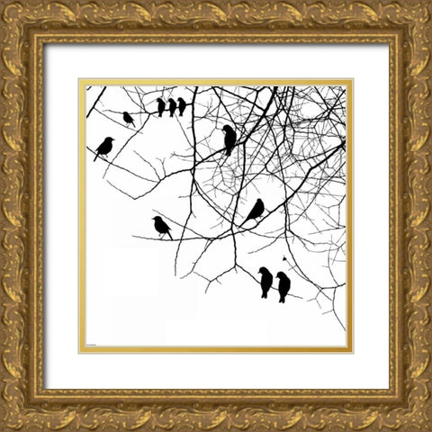 Bird II Gold Ornate Wood Framed Art Print with Double Matting by GraphINC
