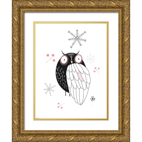 Owl II Gold Ornate Wood Framed Art Print with Double Matting by GraphINC