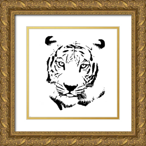 Tiger Gold Ornate Wood Framed Art Print with Double Matting by GraphINC