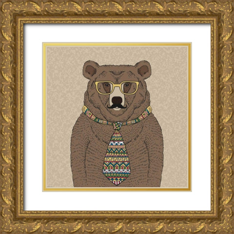 Bear-man Gold Ornate Wood Framed Art Print with Double Matting by GraphINC