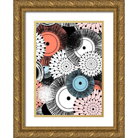 Flowers and Design Gold Ornate Wood Framed Art Print with Double Matting by GraphINC