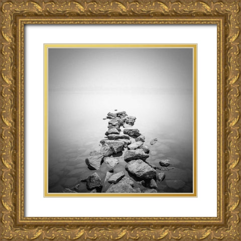 Piled rocks Gold Ornate Wood Framed Art Print with Double Matting by PhotoINC Studio