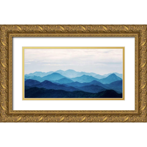 Blue Mountains Gold Ornate Wood Framed Art Print with Double Matting by PhotoINC Studio