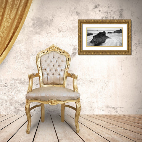 Beach Rocks Gold Ornate Wood Framed Art Print with Double Matting by PhotoINC Studio