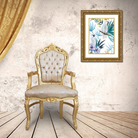 Cockatoo Gold Ornate Wood Framed Art Print with Double Matting by Incado