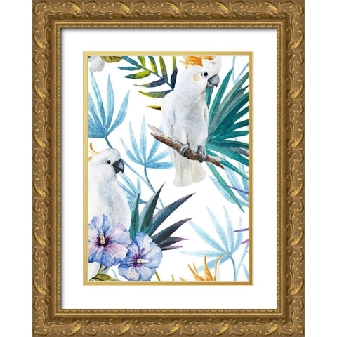 Cockatoo Gold Ornate Wood Framed Art Print with Double Matting by Incado