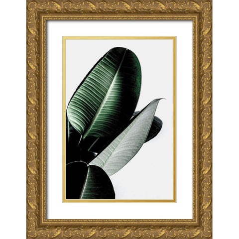 Leaves Gold Ornate Wood Framed Art Print with Double Matting by Incado