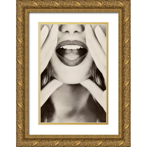 Hey! Gold Ornate Wood Framed Art Print with Double Matting by Incado