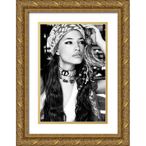 Bohemian Beauty Gold Ornate Wood Framed Art Print with Double Matting by Incado