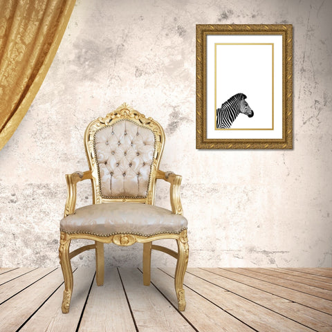 Zebra 2 Gold Ornate Wood Framed Art Print with Double Matting by Incado
