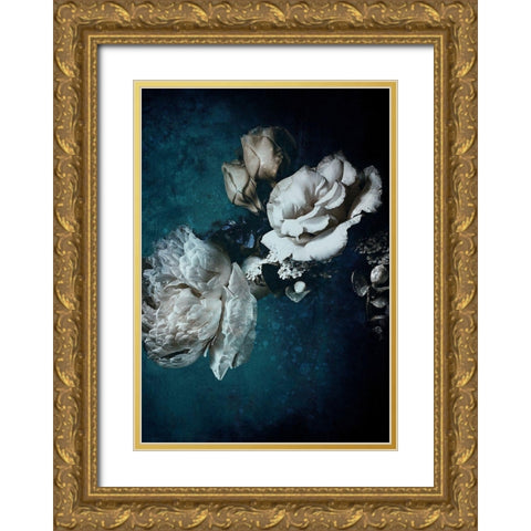 Blue Flower 2 Gold Ornate Wood Framed Art Print with Double Matting by Incado