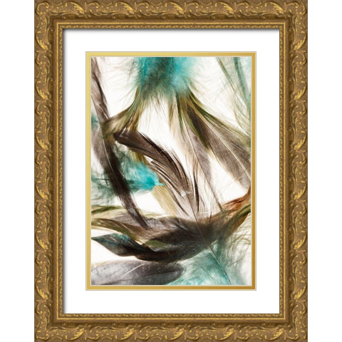 Floating Feathers Gold Ornate Wood Framed Art Print with Double Matting by Incado