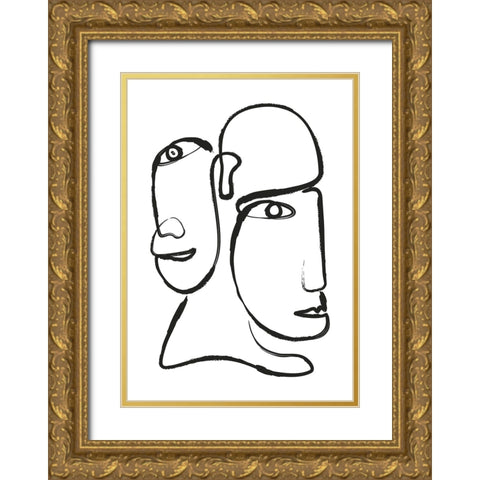 Double Silhouette Gold Ornate Wood Framed Art Print with Double Matting by Incado