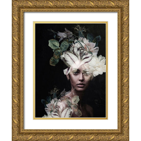 Botanical Woman No. 2 Gold Ornate Wood Framed Art Print with Double Matting by Incado