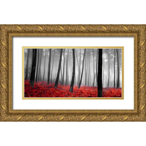 Autumn Woods Gold Ornate Wood Framed Art Print with Double Matting by PhotoINC Studio