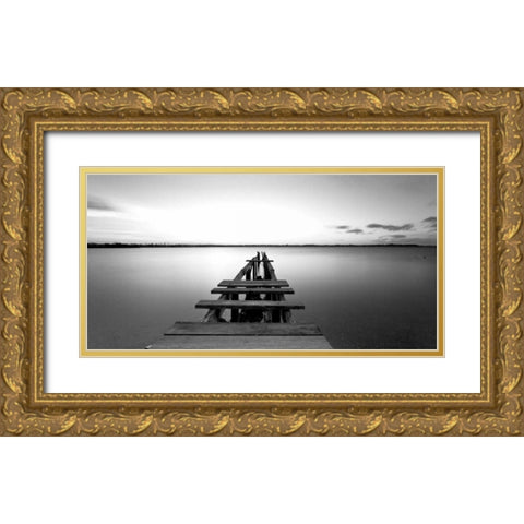 Old pier Gold Ornate Wood Framed Art Print with Double Matting by PhotoINC Studio