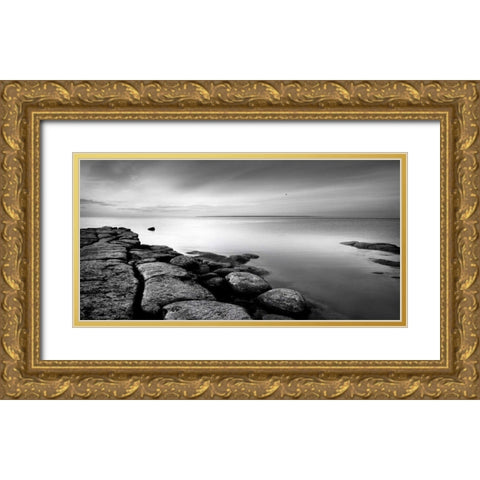 Rocks Gold Ornate Wood Framed Art Print with Double Matting by PhotoINC Studio