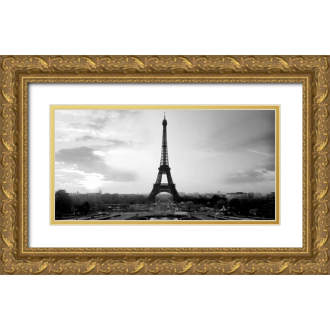 The Eiffel Tower Gold Ornate Wood Framed Art Print with Double Matting by PhotoINC Studio