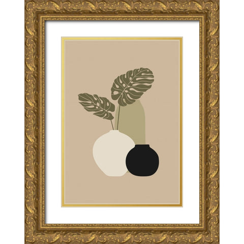 Three Vases I Gold Ornate Wood Framed Art Print with Double Matting by Incado