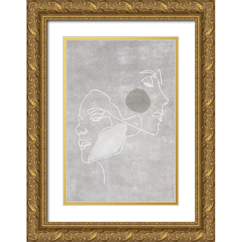 Two Faces Gold Ornate Wood Framed Art Print with Double Matting by Incado