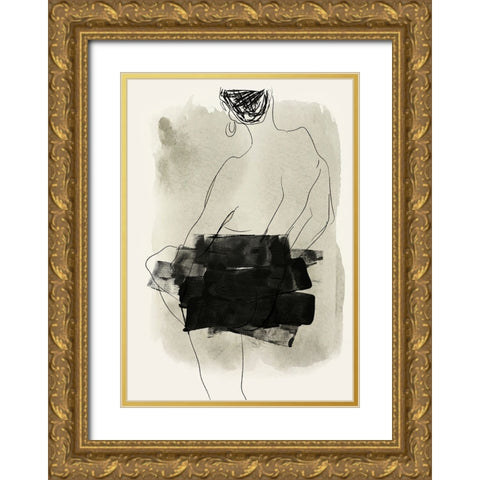 Nude Figurative Gold Ornate Wood Framed Art Print with Double Matting by Incado