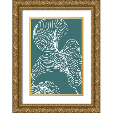 Freeform Leaves I Gold Ornate Wood Framed Art Print with Double Matting by Incado