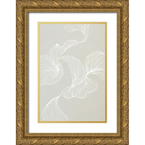 Freeform Leaves II Gold Ornate Wood Framed Art Print with Double Matting by Incado