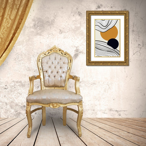 Sun and Moon Rise Gold Ornate Wood Framed Art Print with Double Matting by Incado