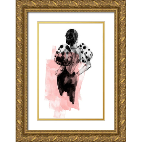 Figure Pink Gold Ornate Wood Framed Art Print with Double Matting by Incado