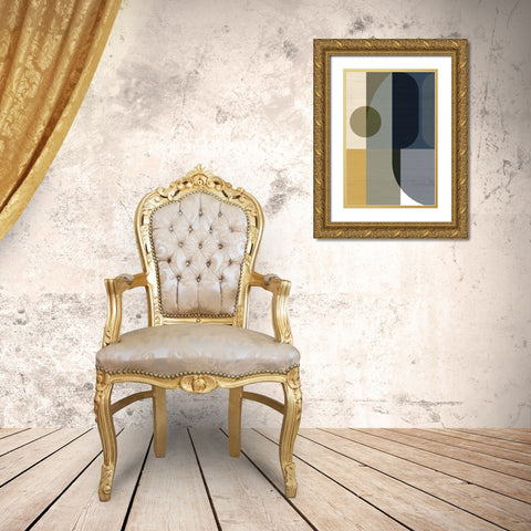 Geometric Shapes I Gold Ornate Wood Framed Art Print with Double Matting by Incado