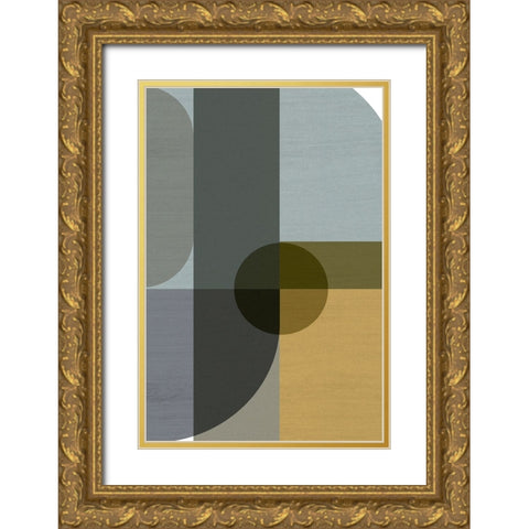 Geometric Shapes II Gold Ornate Wood Framed Art Print with Double Matting by Incado
