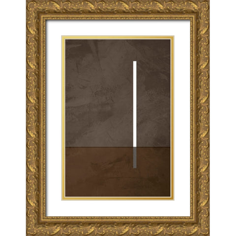 Vertical Line Gold Ornate Wood Framed Art Print with Double Matting by Incado