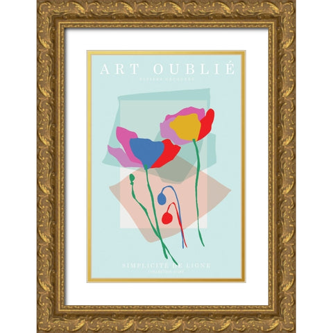 Line Simplicity Gold Ornate Wood Framed Art Print with Double Matting by Incado