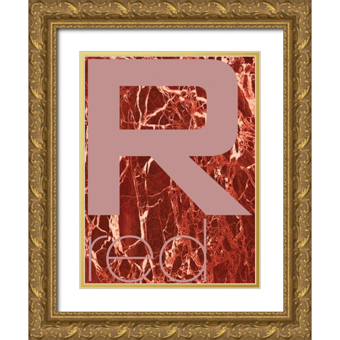 Red marble 03 Gold Ornate Wood Framed Art Print with Double Matting by TypeLike