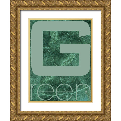 RGB green Gold Ornate Wood Framed Art Print with Double Matting by TypeLike