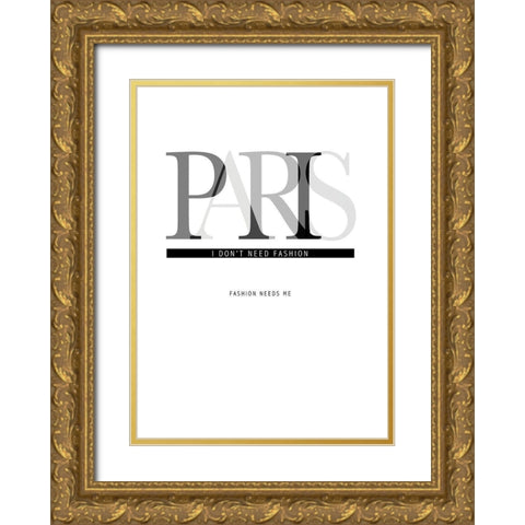 Paris Gold Ornate Wood Framed Art Print with Double Matting by TypeLike