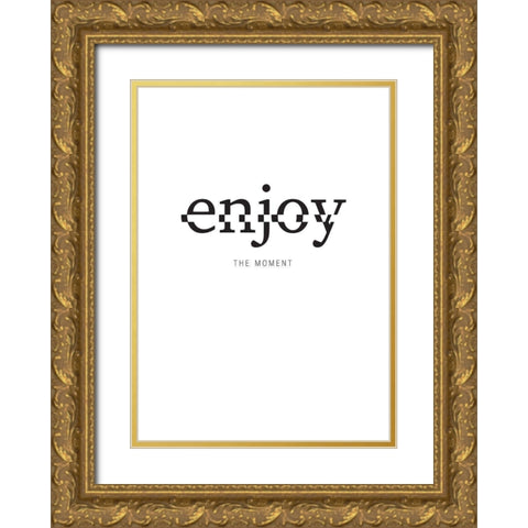 Enjoy Gold Ornate Wood Framed Art Print with Double Matting by TypeLike