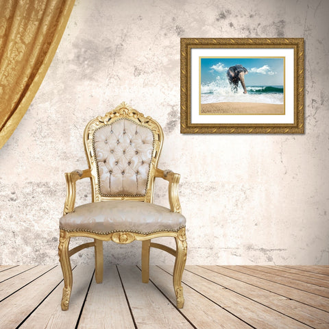 Elephant Gold Ornate Wood Framed Art Print with Double Matting by PhotoINC Studio