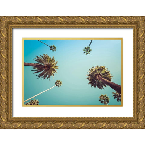 Palms Gold Ornate Wood Framed Art Print with Double Matting by PhotoINC Studio