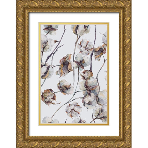 Cotton I Gold Ornate Wood Framed Art Print with Double Matting by Incado