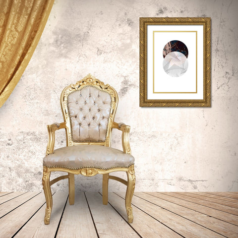 Abstract Circle Gold Ornate Wood Framed Art Print with Double Matting by GeoMania