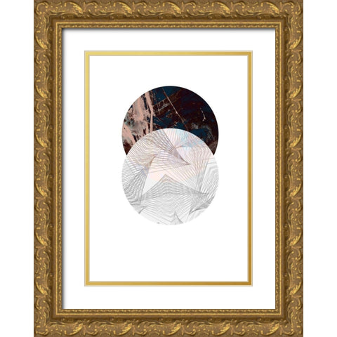 Abstract Circle Gold Ornate Wood Framed Art Print with Double Matting by GeoMania